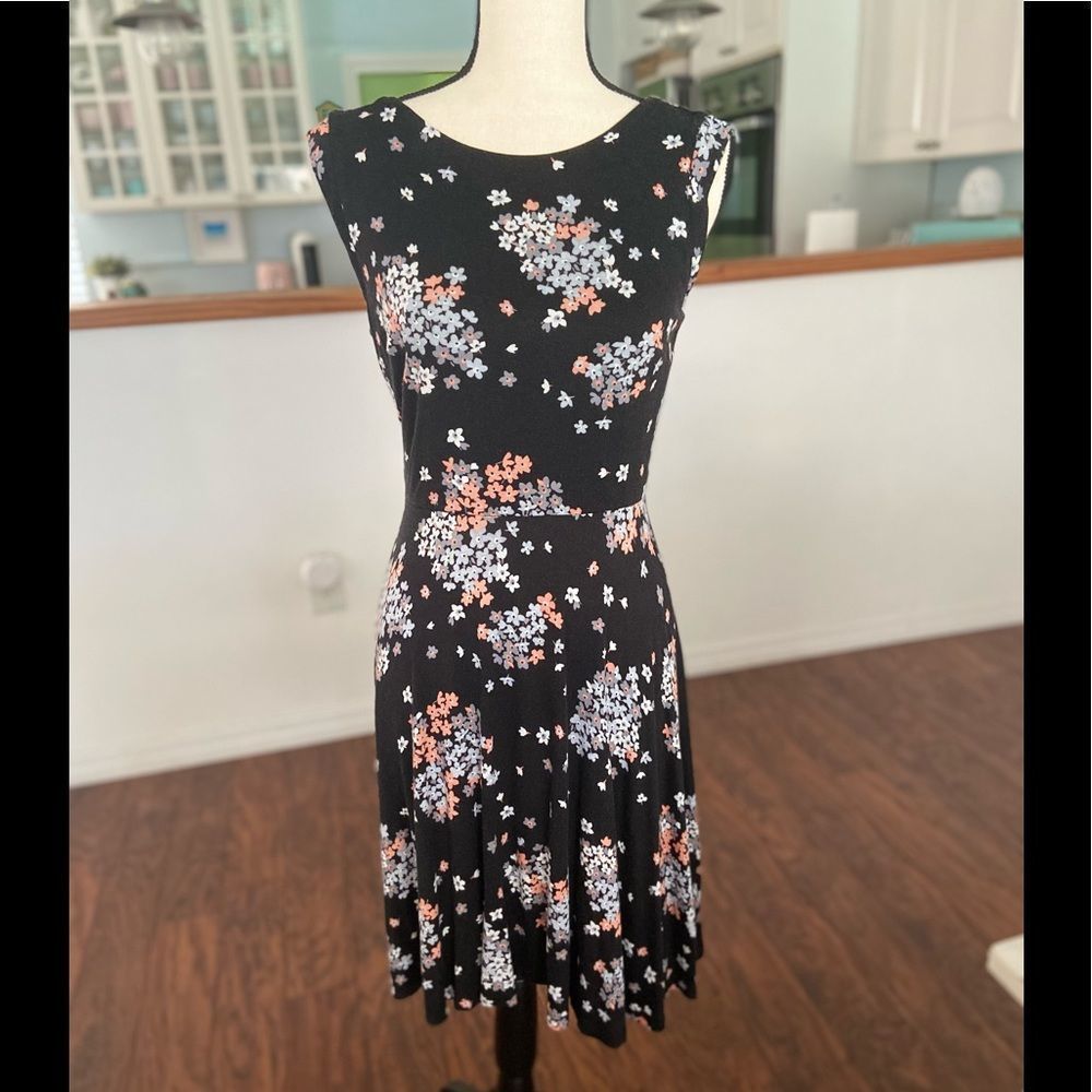 Loft Floral Dress with V Back S